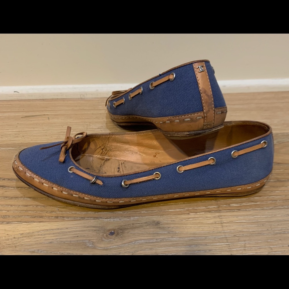 Very Used Chanel Denim Boat Shoe Ballet Flat